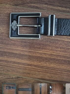 Harley-Davidson Black Leather Belt with Silver Buckle